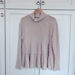 Anthropologie eri + ali long sleeve mock neck, large, baby pink